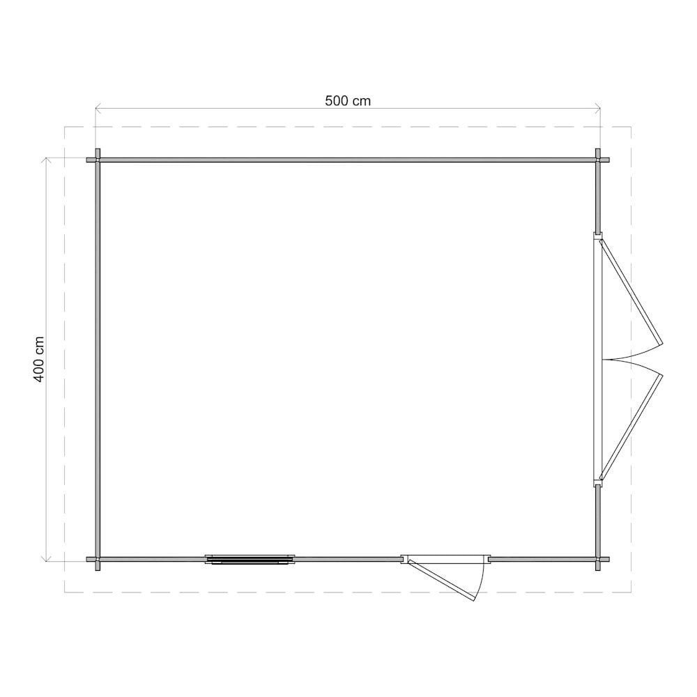 Lugarde Select Log Cabin Stratford with garage door - 400x500cm Lugarde