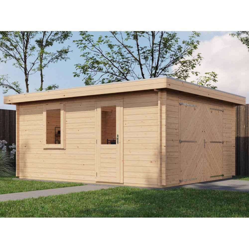 Lugarde Select Log Cabin Stratford with garage door - 400x500cm Lugarde