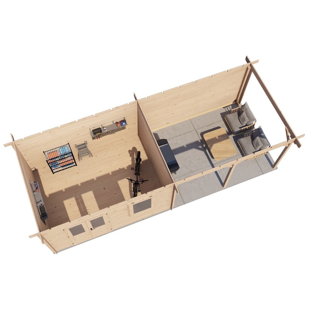 Lugarde Select Log Cabin with veranda Surrey - 400x300cm + 400cm Lugarde