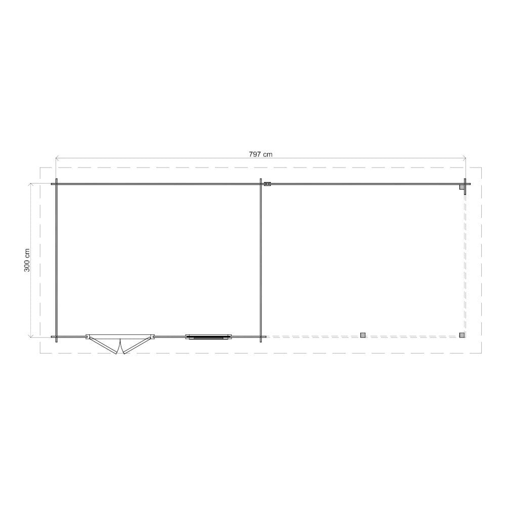 Lugarde Select Log Cabin with veranda Surrey - 400x300cm + 400cm Lugarde