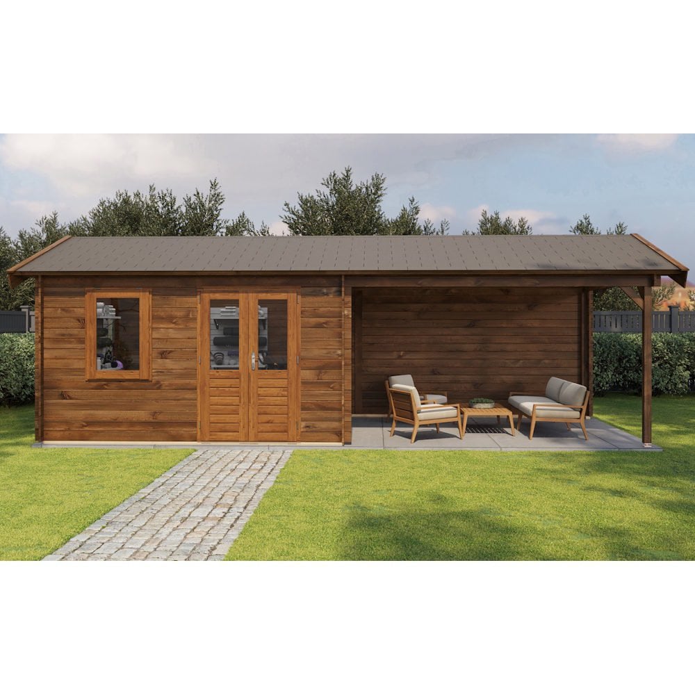 Lugarde Select Log Cabin with veranda Trent - 400x300cm + 400cm Lugarde