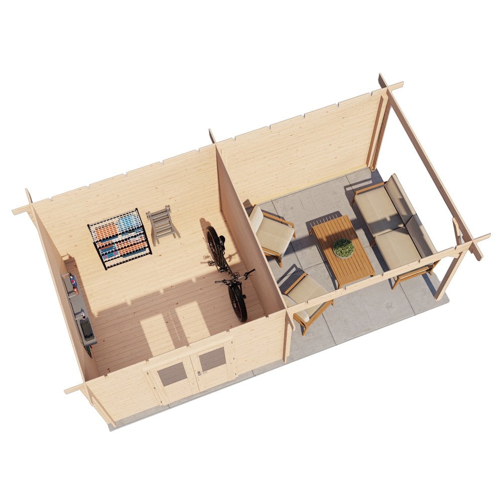 Lugarde Select Log Cabin with veranda Tyne - 300x300cm + 300cm Lugarde