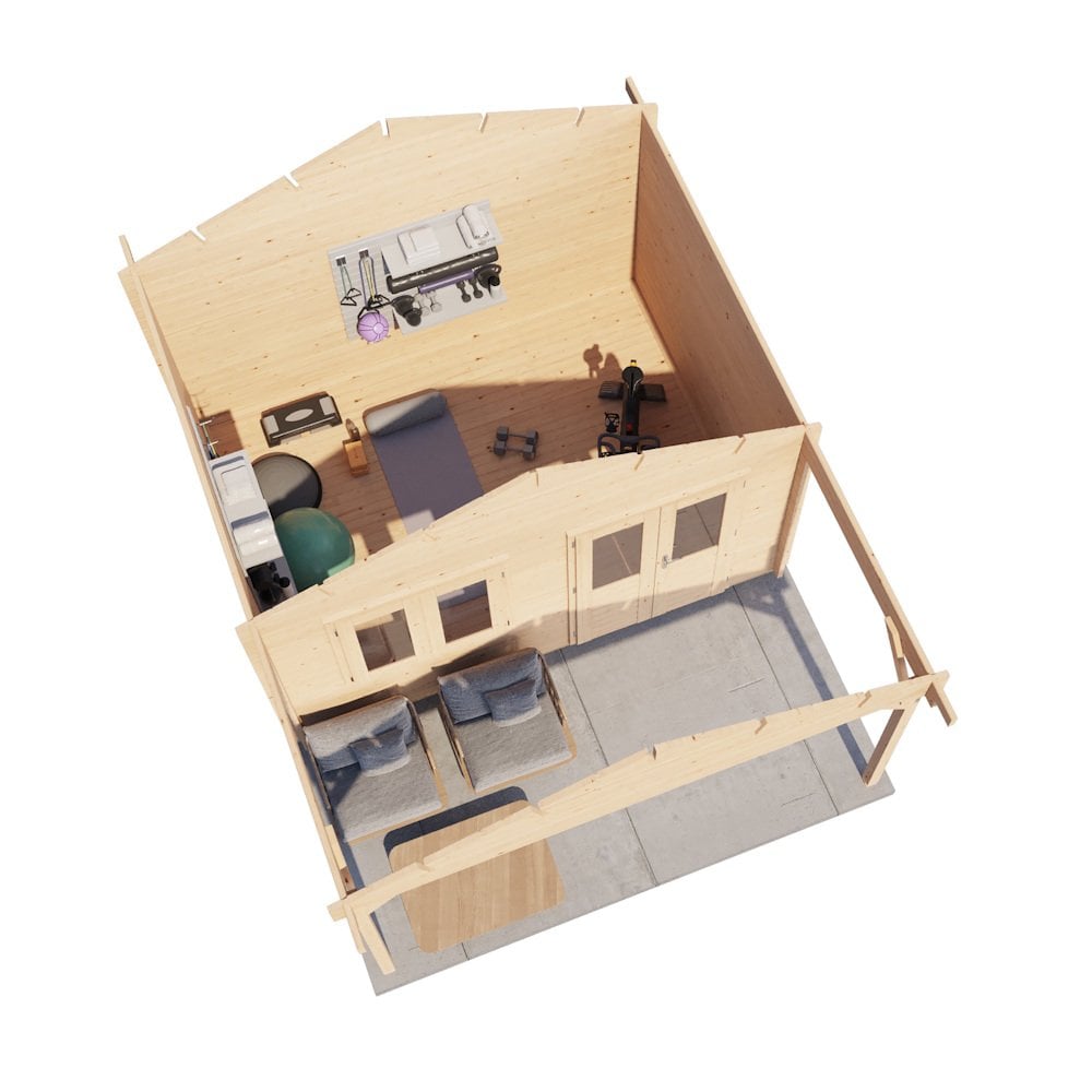 Lugarde Select Log Cabin with veranda Wear - 400x300cm + 200cm Lugarde