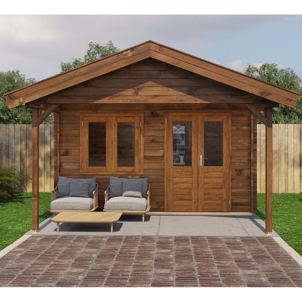 Lugarde Select Log Cabin with veranda Wear - 400x300cm + 200cm Lugarde