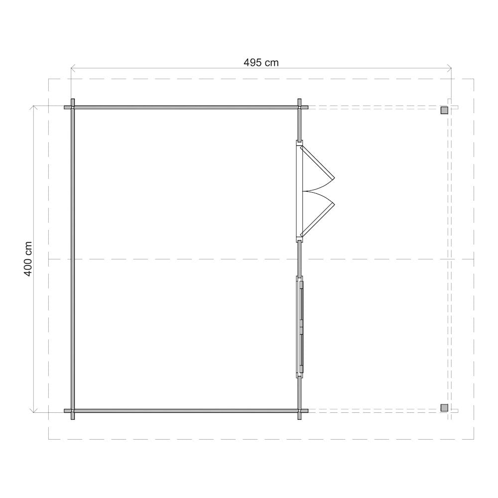 Lugarde Select Log Cabin with veranda Wear - 400x300cm + 200cm Lugarde