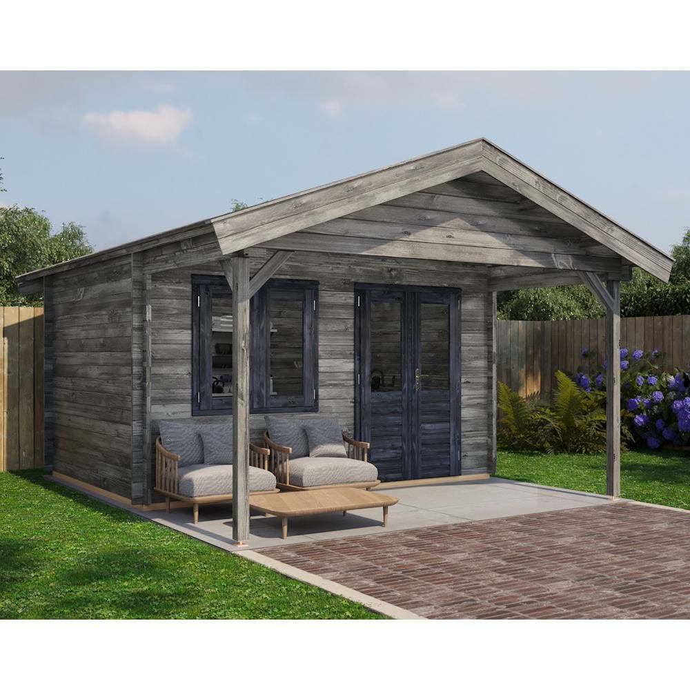 Lugarde Select Log Cabin with veranda Wear - 400x300cm + 200cm Lugarde