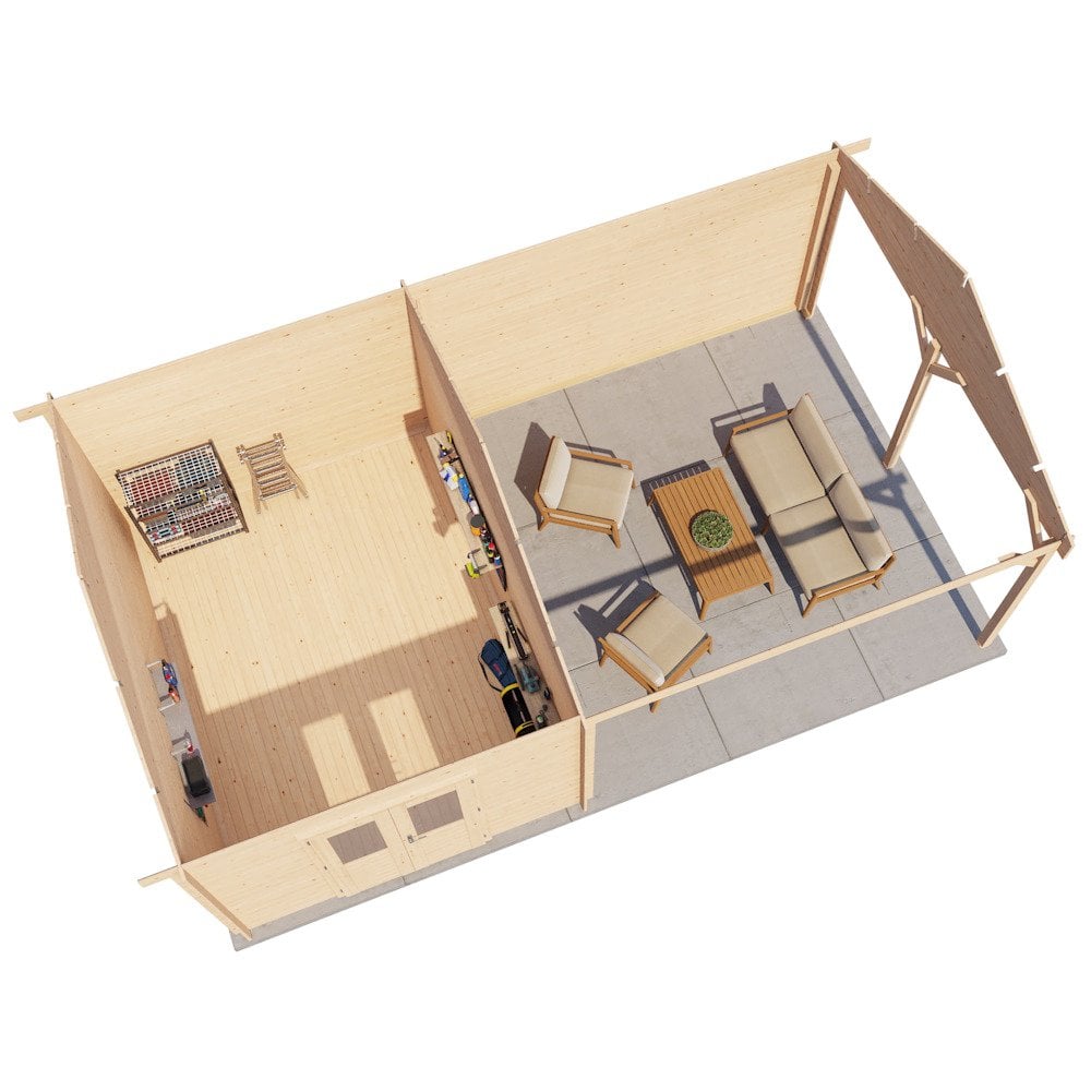Lugarde Select Log Cabin with veranda Westminster - 300x400cm + 400cm Lugarde