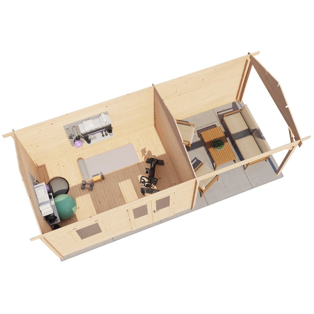 Lugarde Select Log Cabin with veranda Wye - 400x300cm + 300cm Lugarde