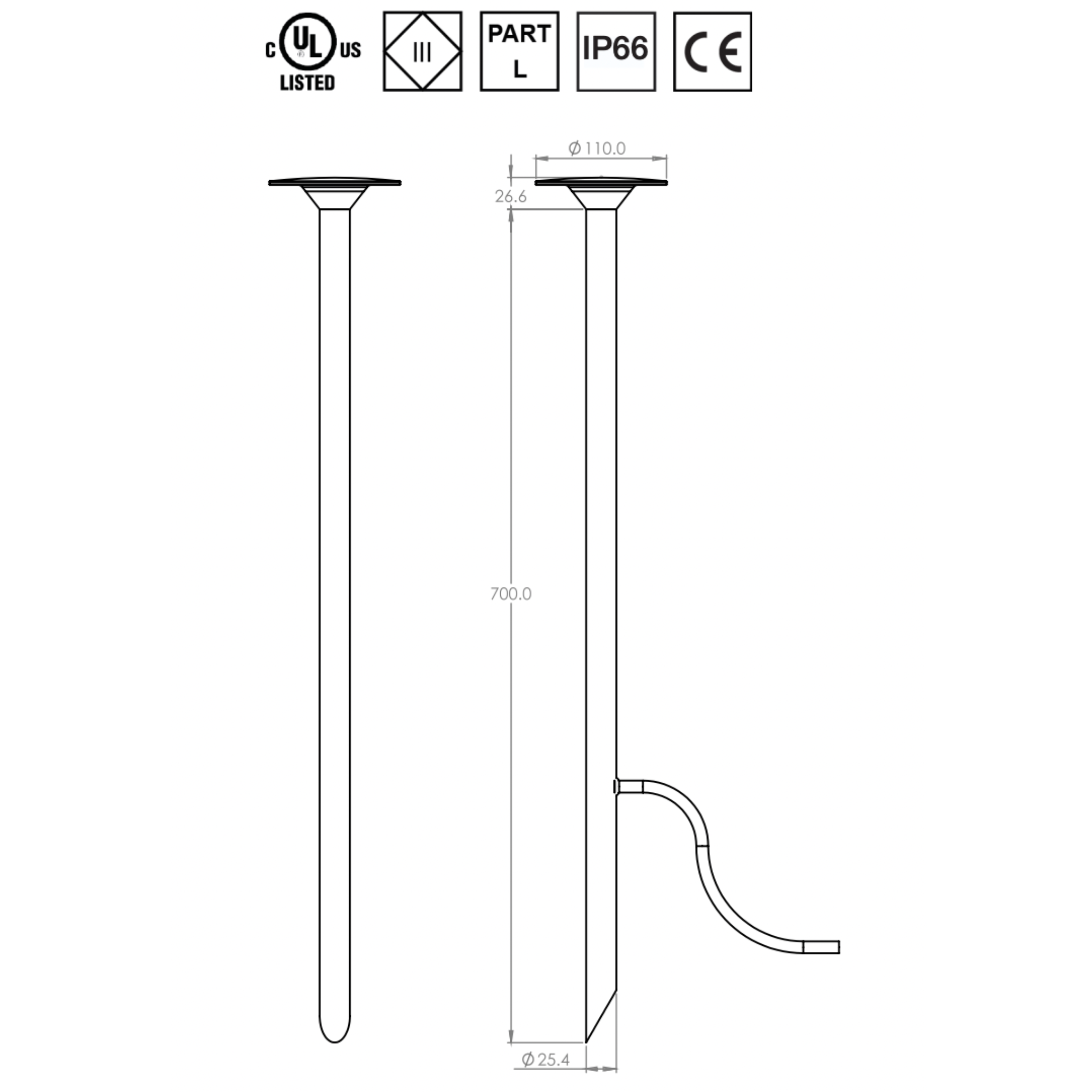 LuxR Modux One (M1) Extended Halo Pole Light (Series Circuit) - 727mm LuxR