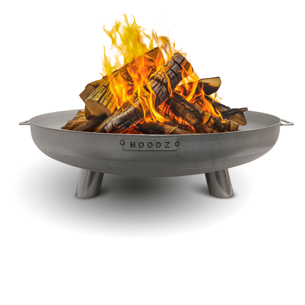 MOODZ 80cm Fire Bowl With Feet & Handles - Stainless Steel