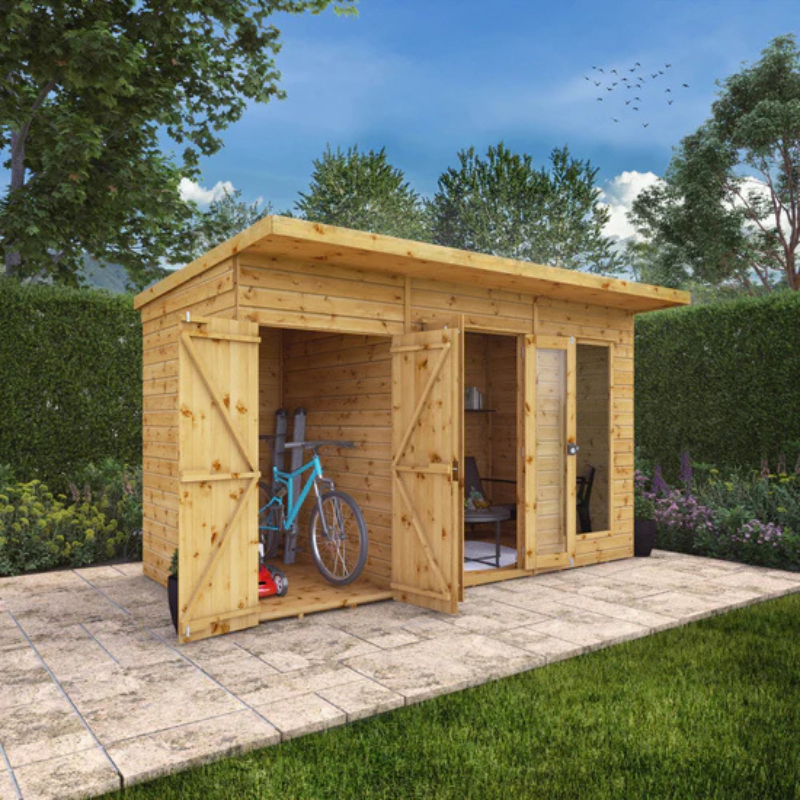 Mercia Maine Pent Summerhouse With Side Shed - 12ft x 6ft