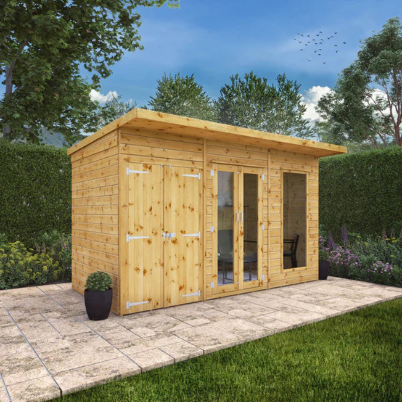 Mercia Maine Pent Summerhouse With Side Shed - 12ft x 6ft