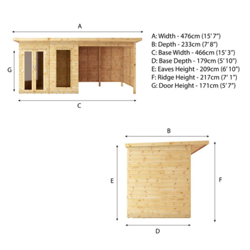 Mercia Maine Pent Summerhouse With Canopy - 16ft x 6ft