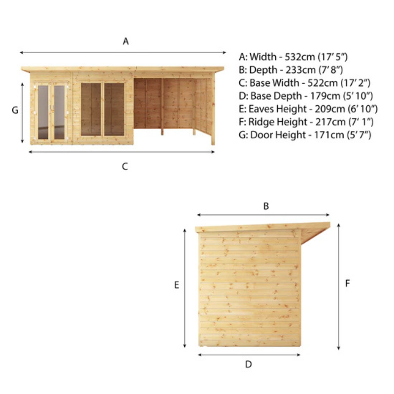 Mercia Maine Pent Summerhouse With Canopy - 18ft x 6ft