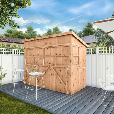 The Mercia Garden Bar 9x4 foot closed up in a sunny garden.