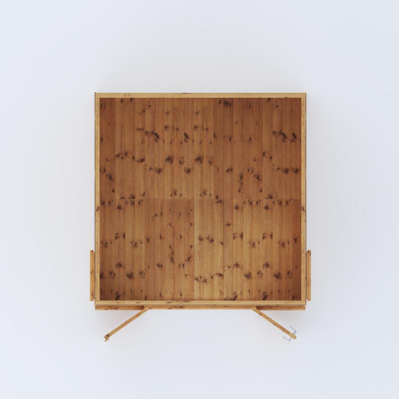 A birds eye view of the Mercia Helios Summerhouse with a white background.