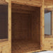 Close up on the Mercia Helios Summerhouse with open double doors looking inside.
