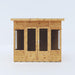 Front side view of the Mercia Helios Summerhouse with a white background.