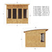 The full dimensions of the Mercia Helios Summerhouse 8x8 foot.