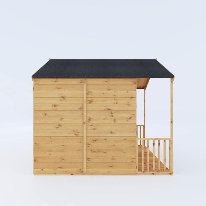 A right side view of the Mercia Wessex summerhouse on a white background, showing off the canopy and felt roofing.