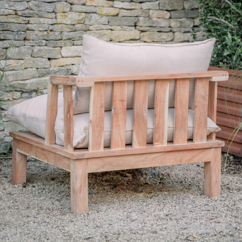 Nkuku Sadhi Acacia Wood Outdoor Love Seat - Natural