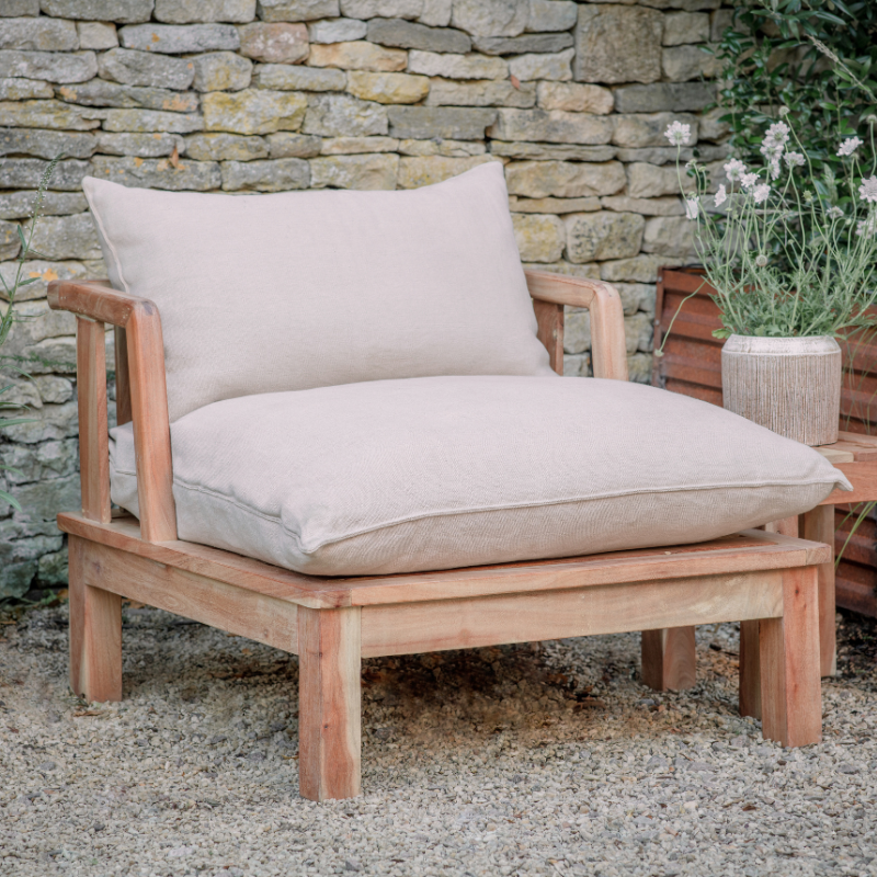 Nkuku Sadhi Acacia Wood Outdoor Love Seat - Natural