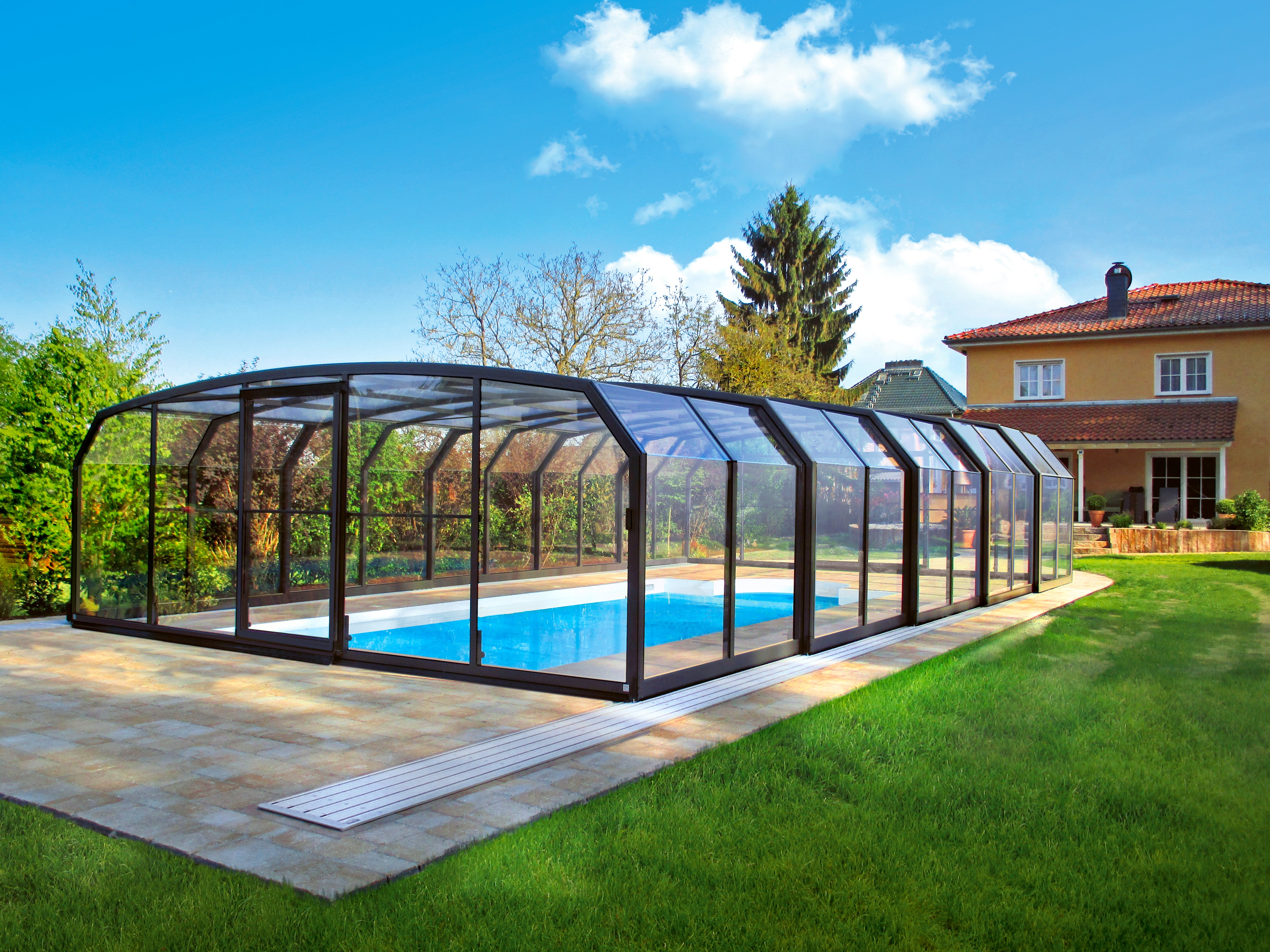 Enclosed Pool Extension Oceanic High Retractable Pool Enclosure | DIY Garden Homes
