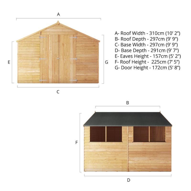 Mercia Overlap Apex Shed - 10ft x 10ft