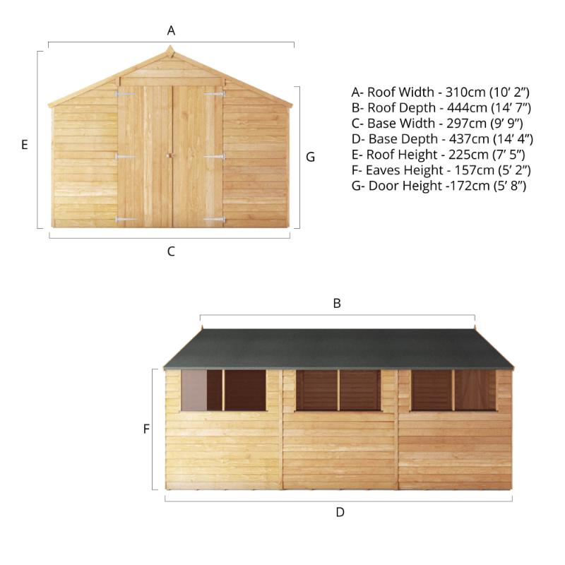 Mercia Overlap Apex Shed - 15ft x 10ft