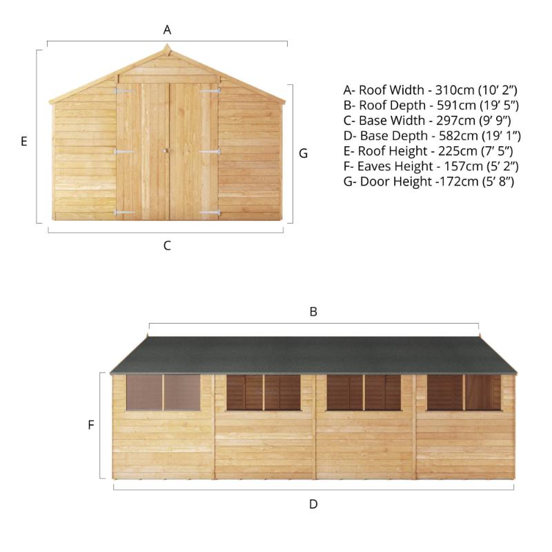 Mercia Overlap Apex Shed - 20ft x 10ft