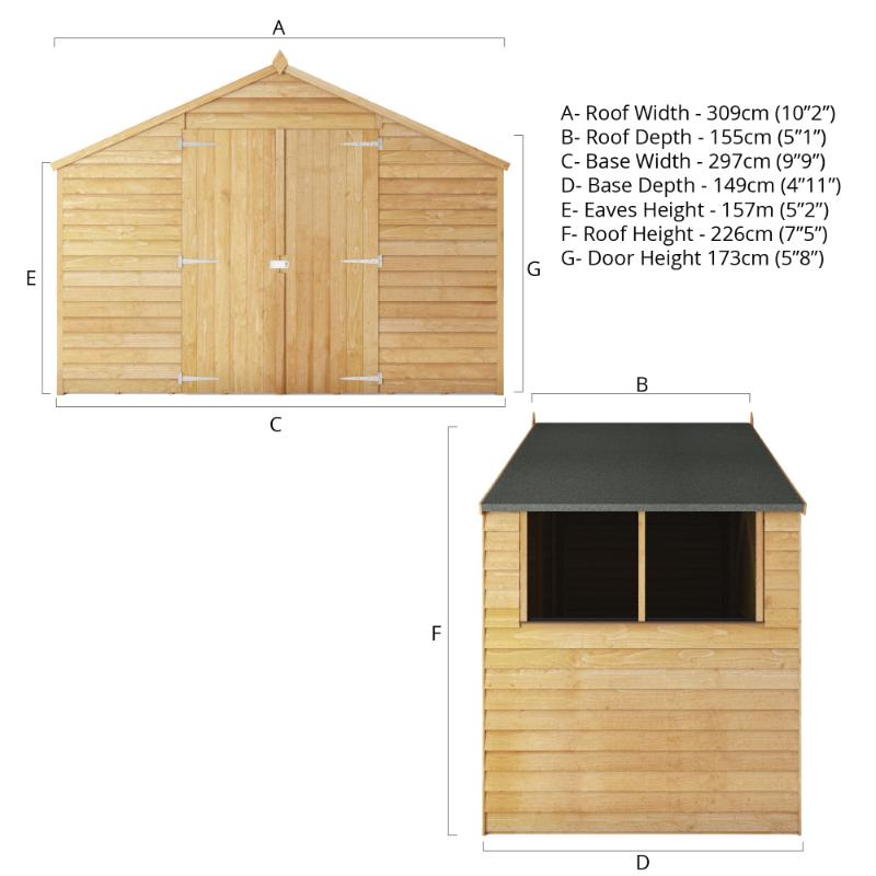 Mercia Overlap Apex Shed - 5ft x 10ft