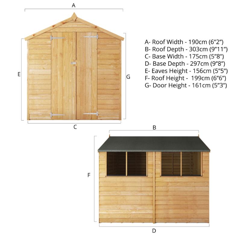 Mercia Overlap Apex Shed - 10ft x 6ft