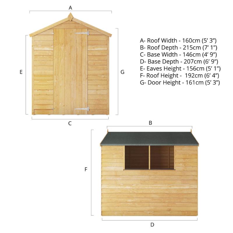 Mercia Overlap Apex Shed - 7ft x 5ft