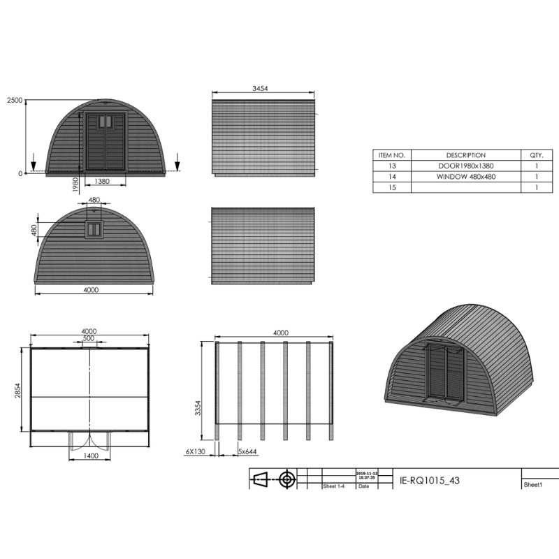 Eurovudas Pod Log Cabin - 4m x 3m