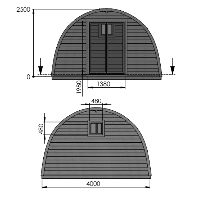 Eurovudas Pod Log Cabin - 4m x 3m