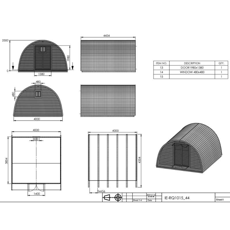 Eurovudas Pod Log Cabin - 4m x 4m