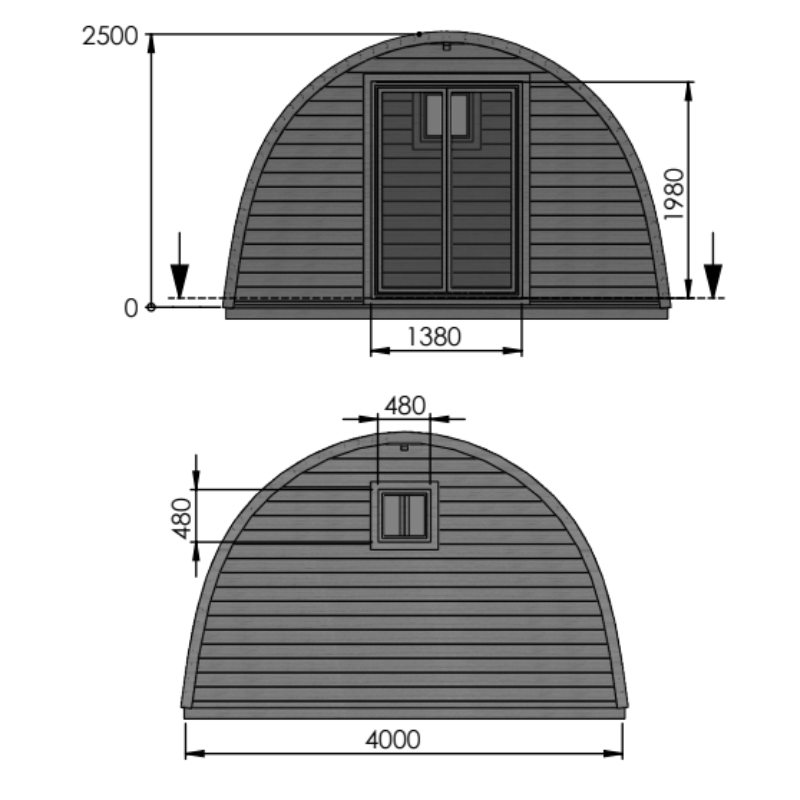 Eurovudas Pod Log Cabin - 4m x 4m