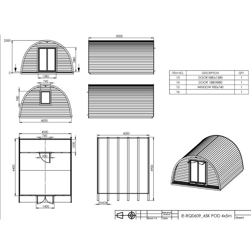 Eurovudas Pod With Bedroom Log Cabin - 4m x 5m