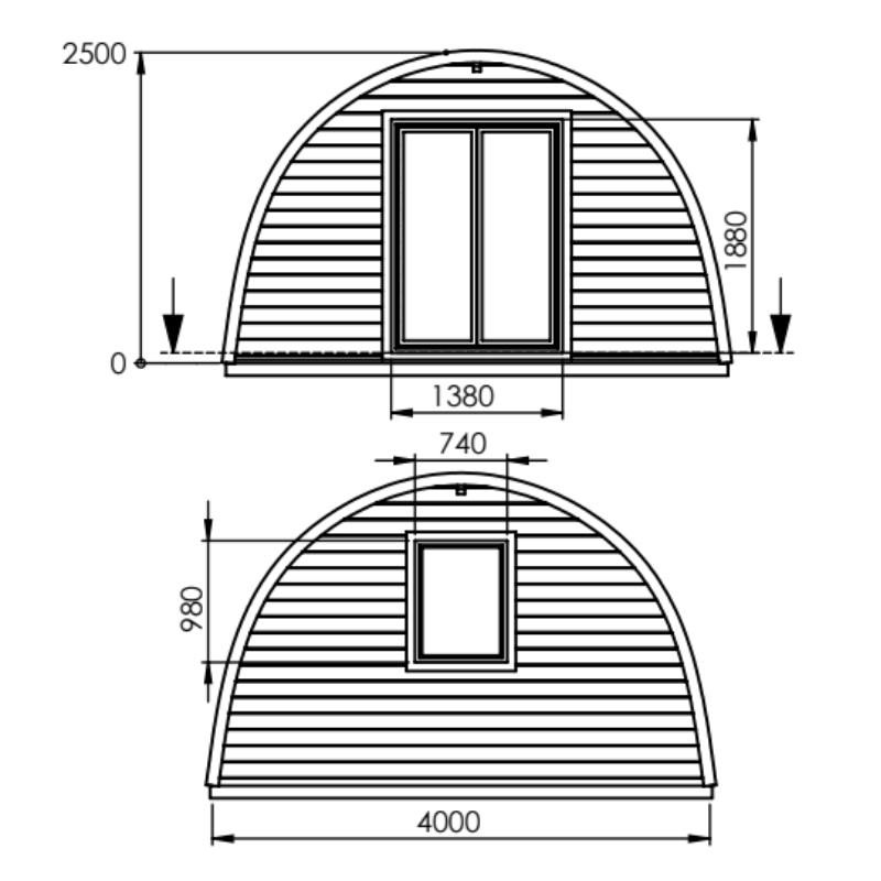 Eurovudas Pod With Bedroom Log Cabin - 4m x 5m