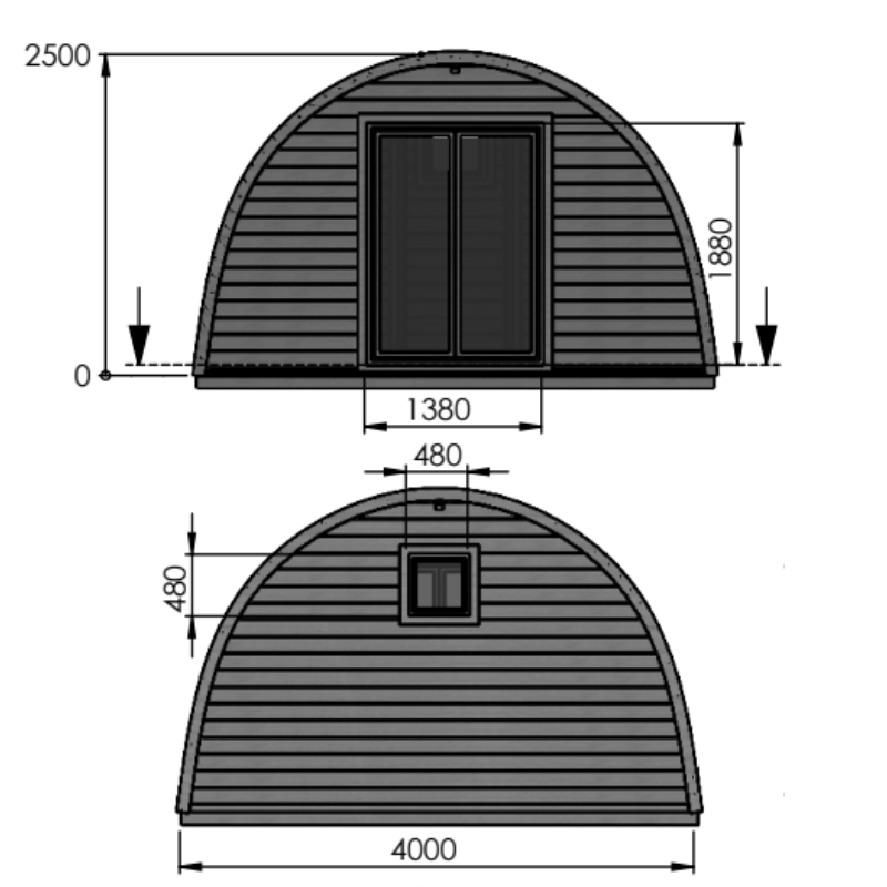 Eurovudas Pod With Bedroom Log Cabin - 4m x 6m