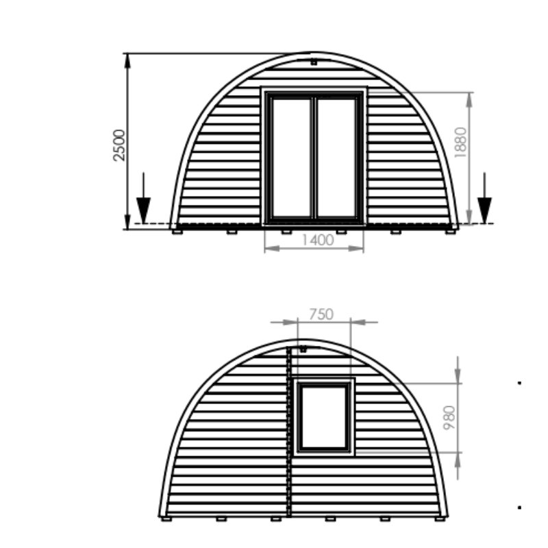 Eurovudas Pod With Bedroom Log Cabin - 4m x 7m