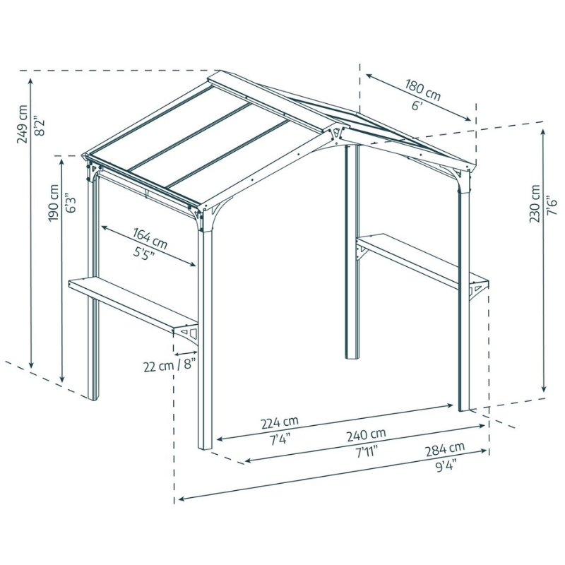 Palram-Canopia Austen 2400 Garden BBQ Gazebo - Black (8x6 ft)