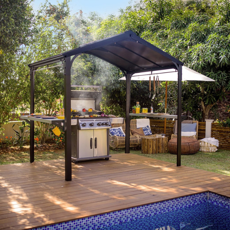 Palram-Canopia Austen 2400 Garden BBQ Gazebo - Black (8x6 ft)