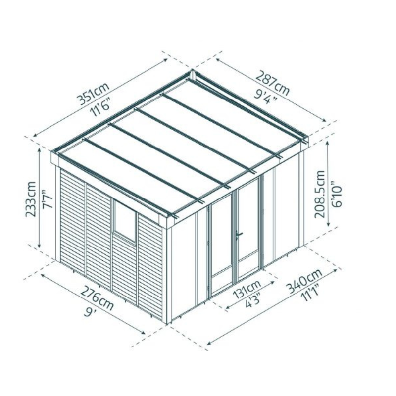 Palram-Canopia Copenhagen Garden Office - 10x12 ft