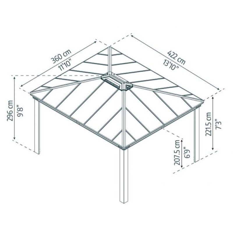 Palram-Canopia Dallas Garden Gazebo - Grey (12x14 ft)