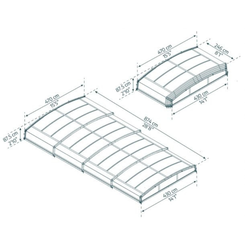 Palram-Canopia Majorca Pool Enclosure Kit - Grey (4x8) Palram-Canopia
