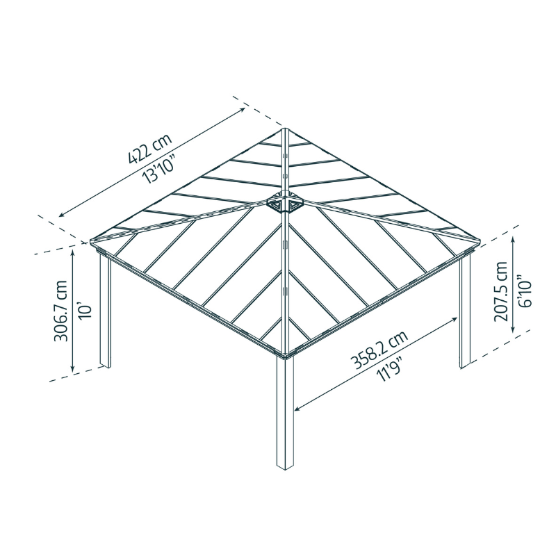 Palram-Canopia Dallas Garden Gazebo - Grey (14x14 ft)