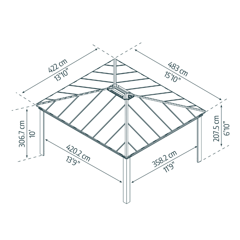 Palram-Canopia Dallas Garden Gazebo - Grey (14x16 ft)