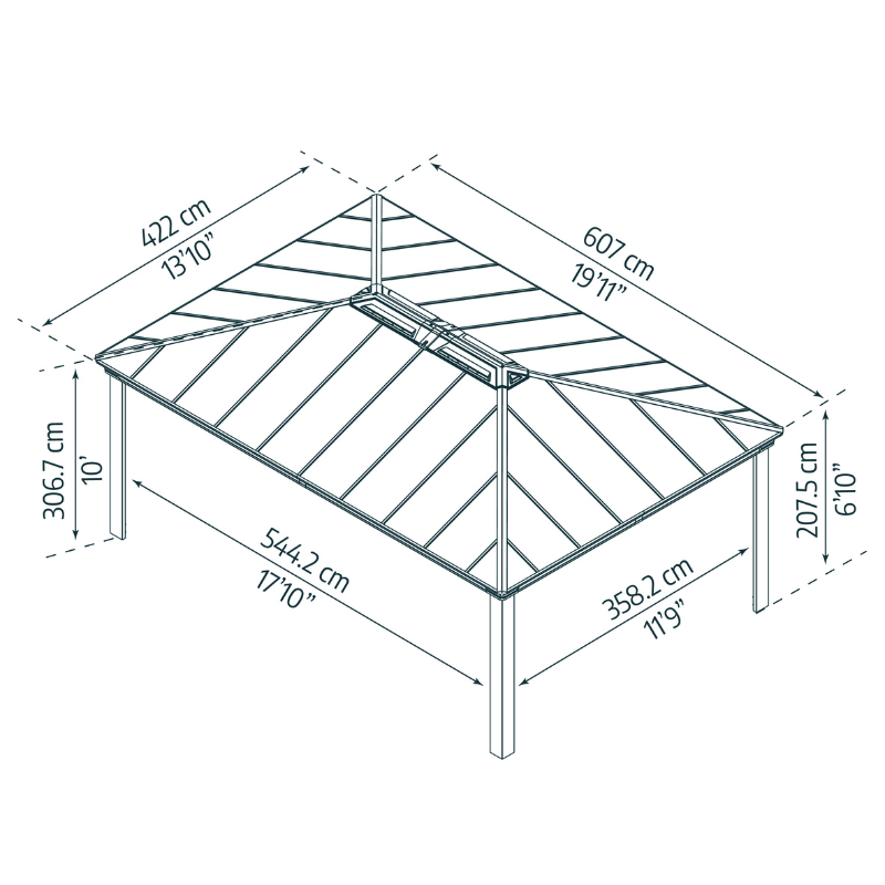 Palram-Canopia Dallas Garden Gazebo - Grey (14x20 ft)