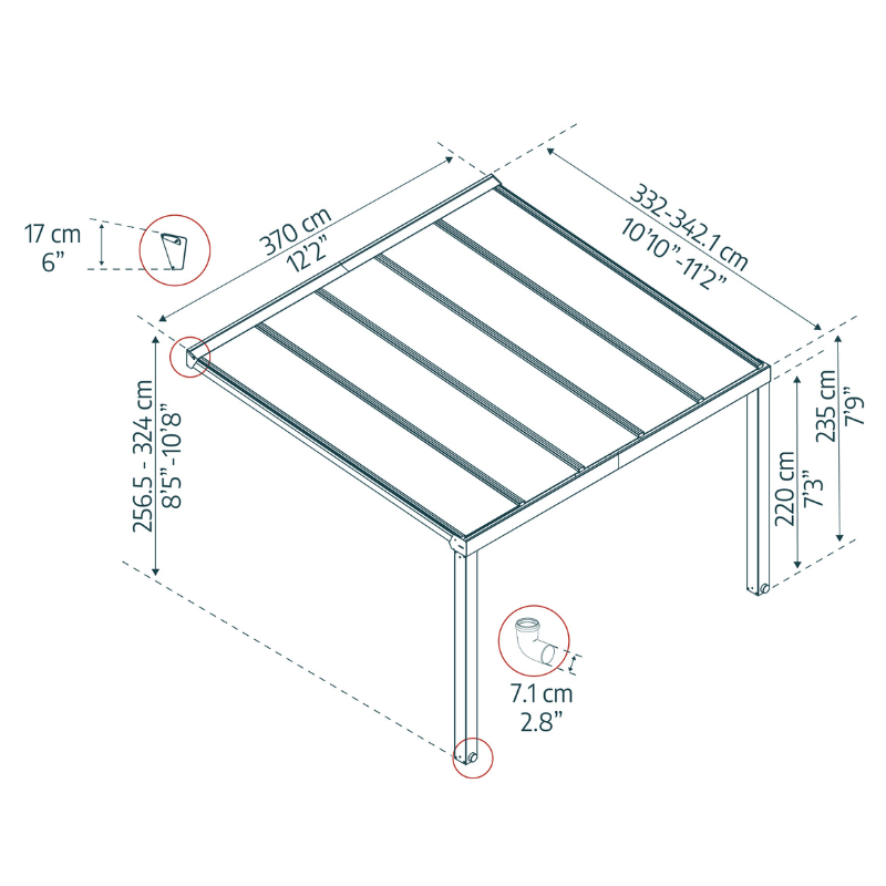 Palram-Canopia Stockholm Patio Cover - Grey (3.4x3.7 m)